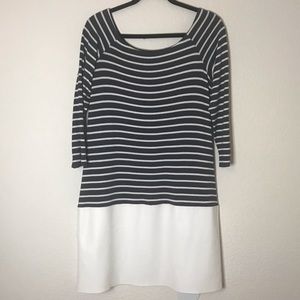 Bailey 44 Striped Dress with Vegan Leather Bottom